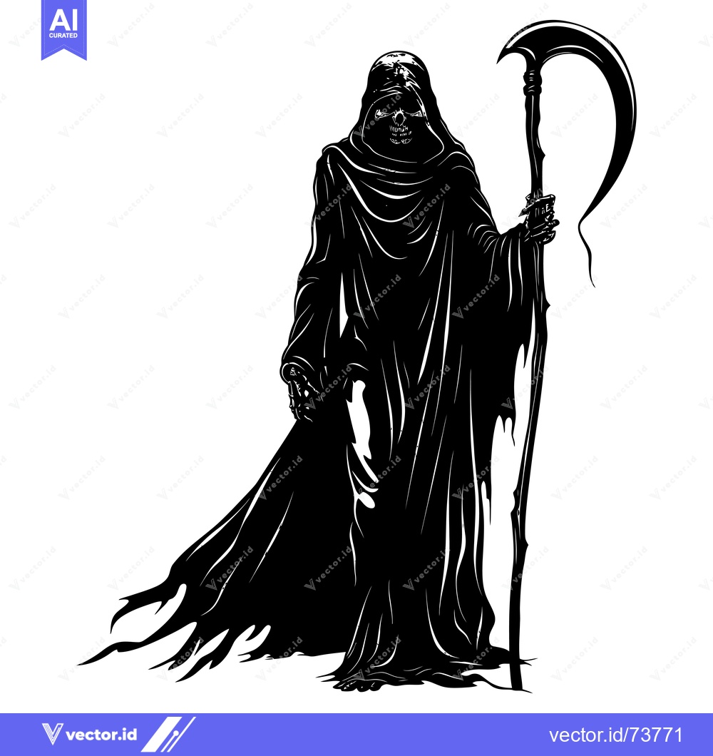 Premium Vector dari Grim Reaper Silhouette Holding a Scythe