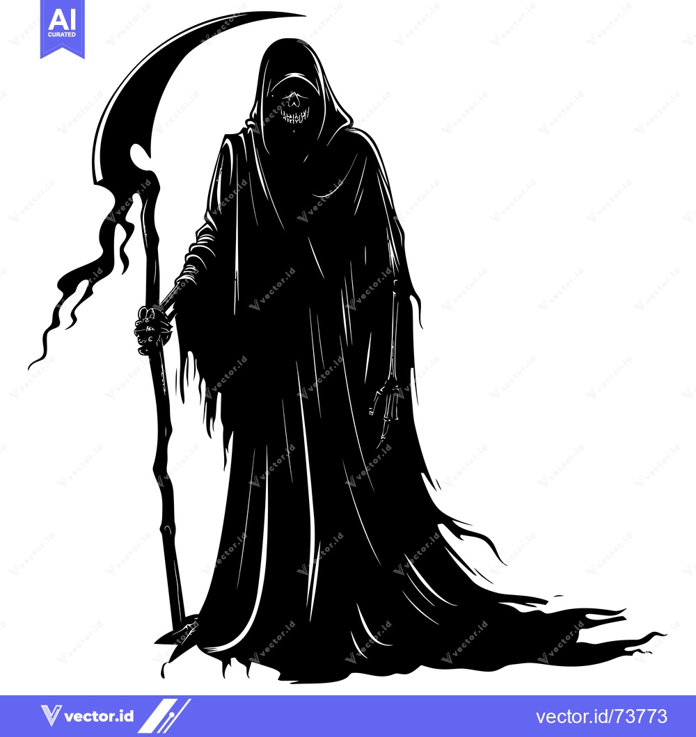 Premium Vector dari Grim Reaper Silhouette Holding a Scythe