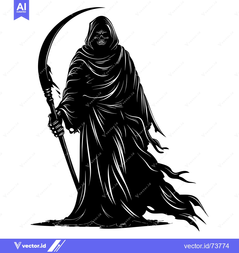 Premium Vector dari Grim Reaper Silhouette Holding a Scythe