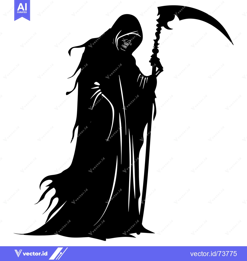Premium Vector of Silhouette of the Grim Reaper Holding a Scythe
