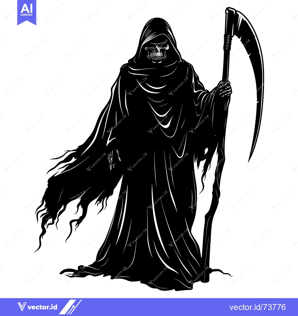 Premium Vector of Silhouette of the Grim Reaper Holding a Scythe