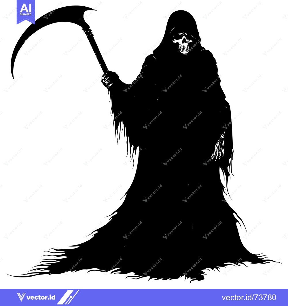 Premium Vector of Grim Reaper Silhouette Holding a Scythe