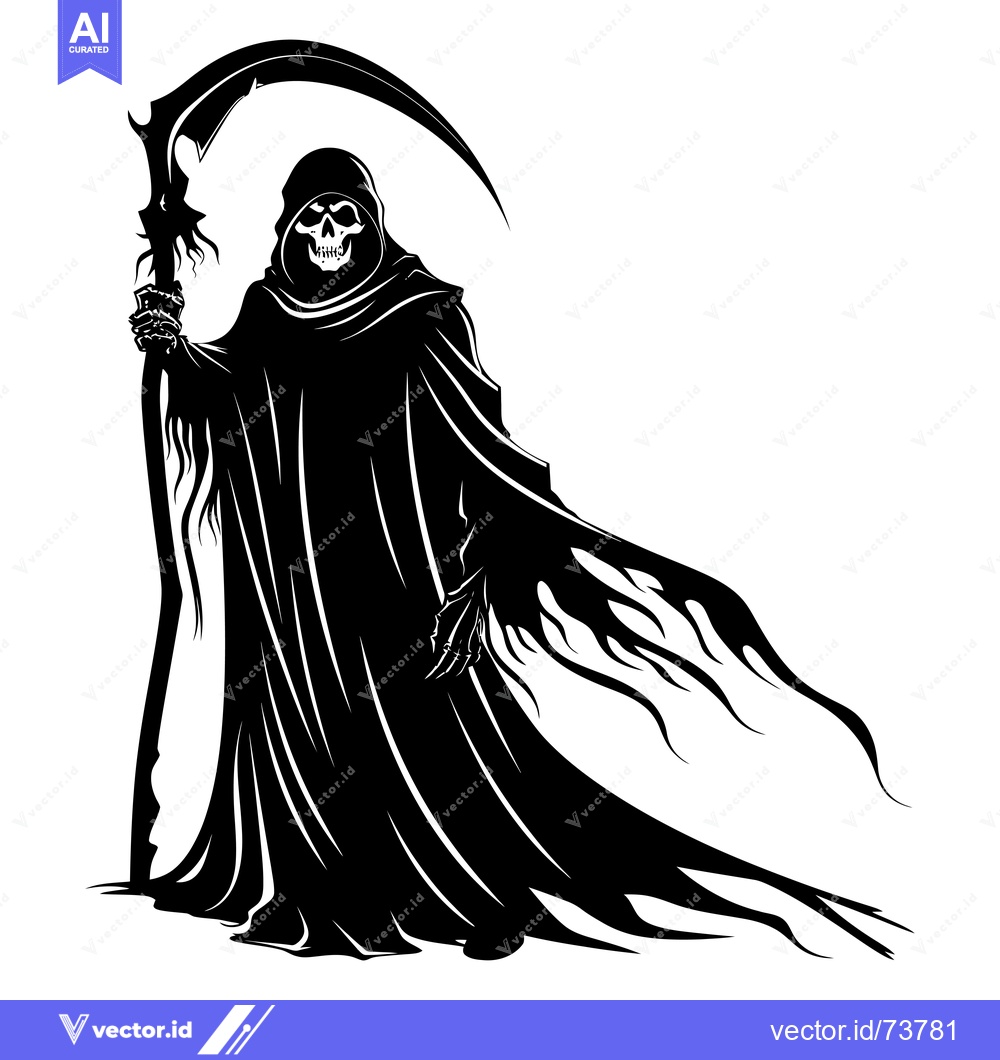 Premium Vector dari Grim Reaper with Scythe and Flowing Robe