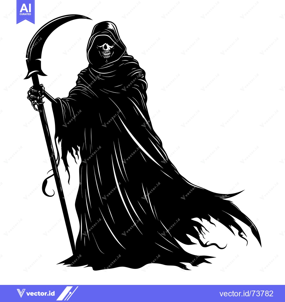Premium Vector dari Grim Reaper Silhouette Holding a Scythe