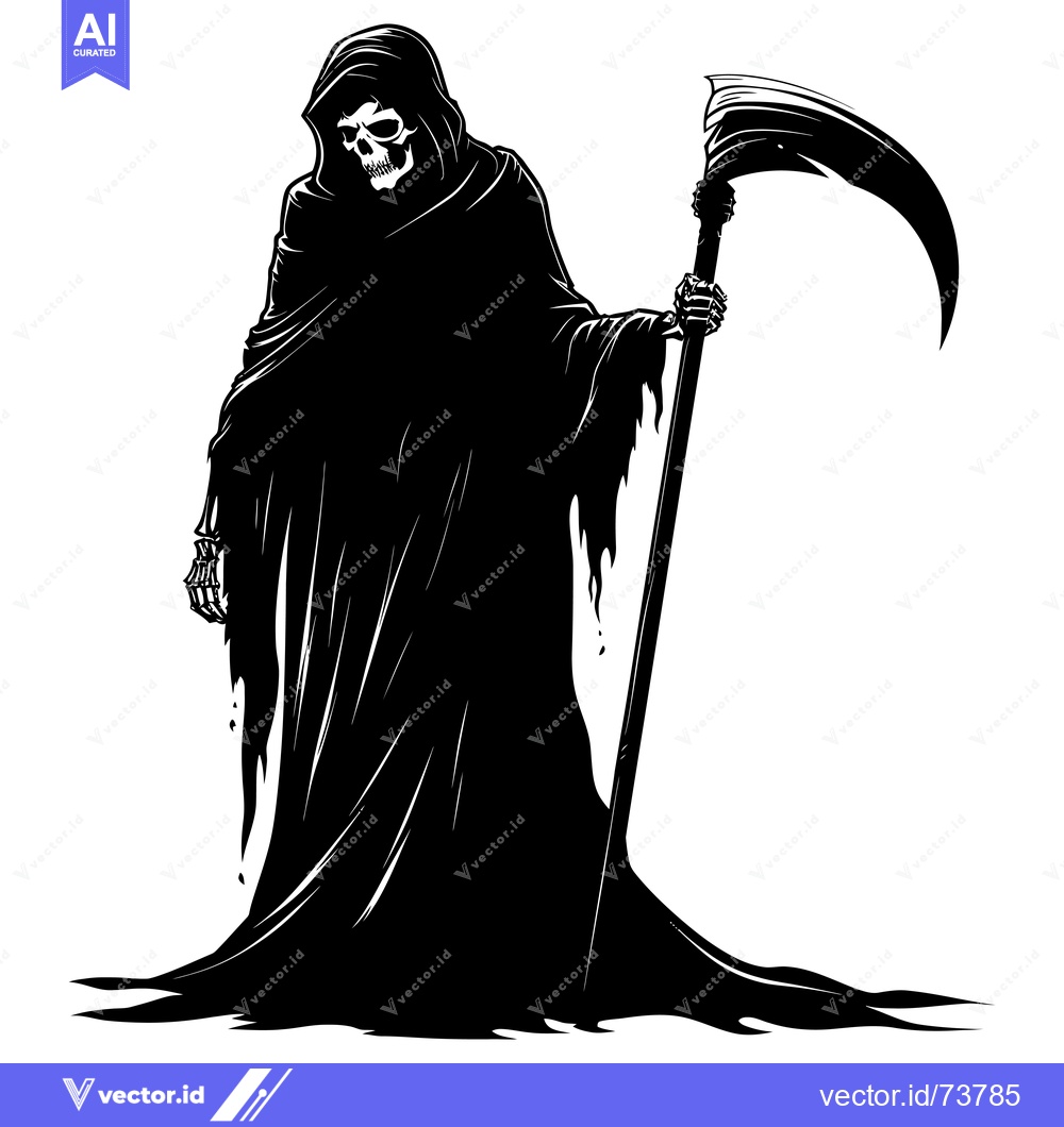 Premium Vector of Grim Reaper Silhouette with Scythe