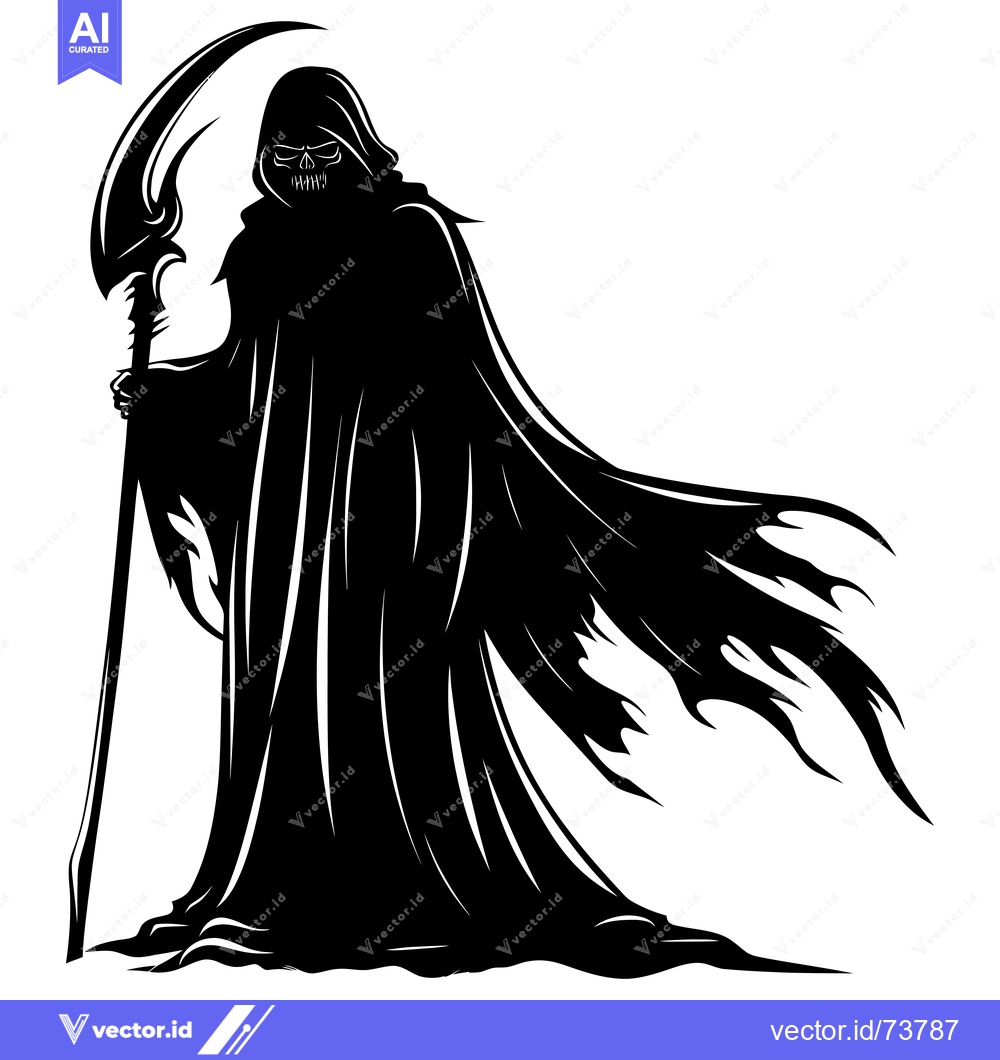 Premium Vector dari Grim Reaper Silhouette with Scythe