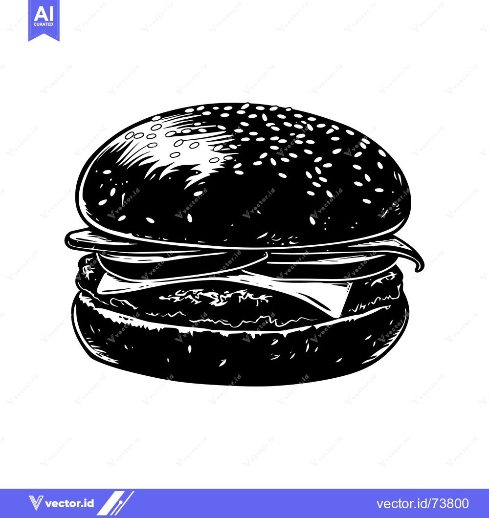 Premium Vector dari Black and White Illustration of a Cheeseburger