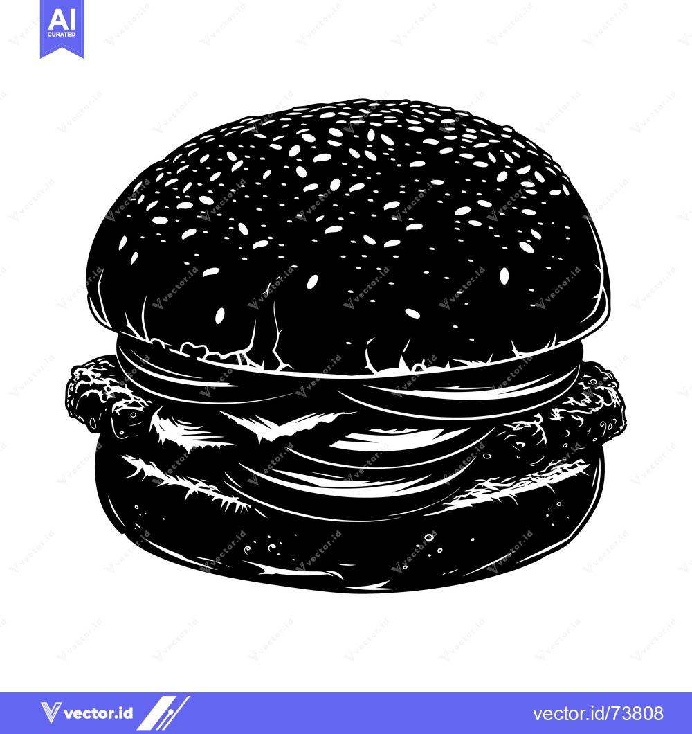 Premium Vector dari A Black and White Silhouette of a Hamburger