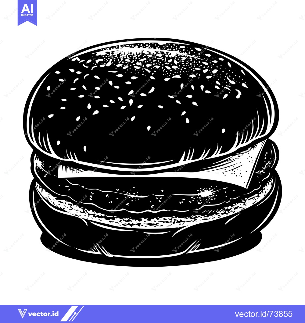 Premium Vector dari Black and White Illustration of a Cheeseburger