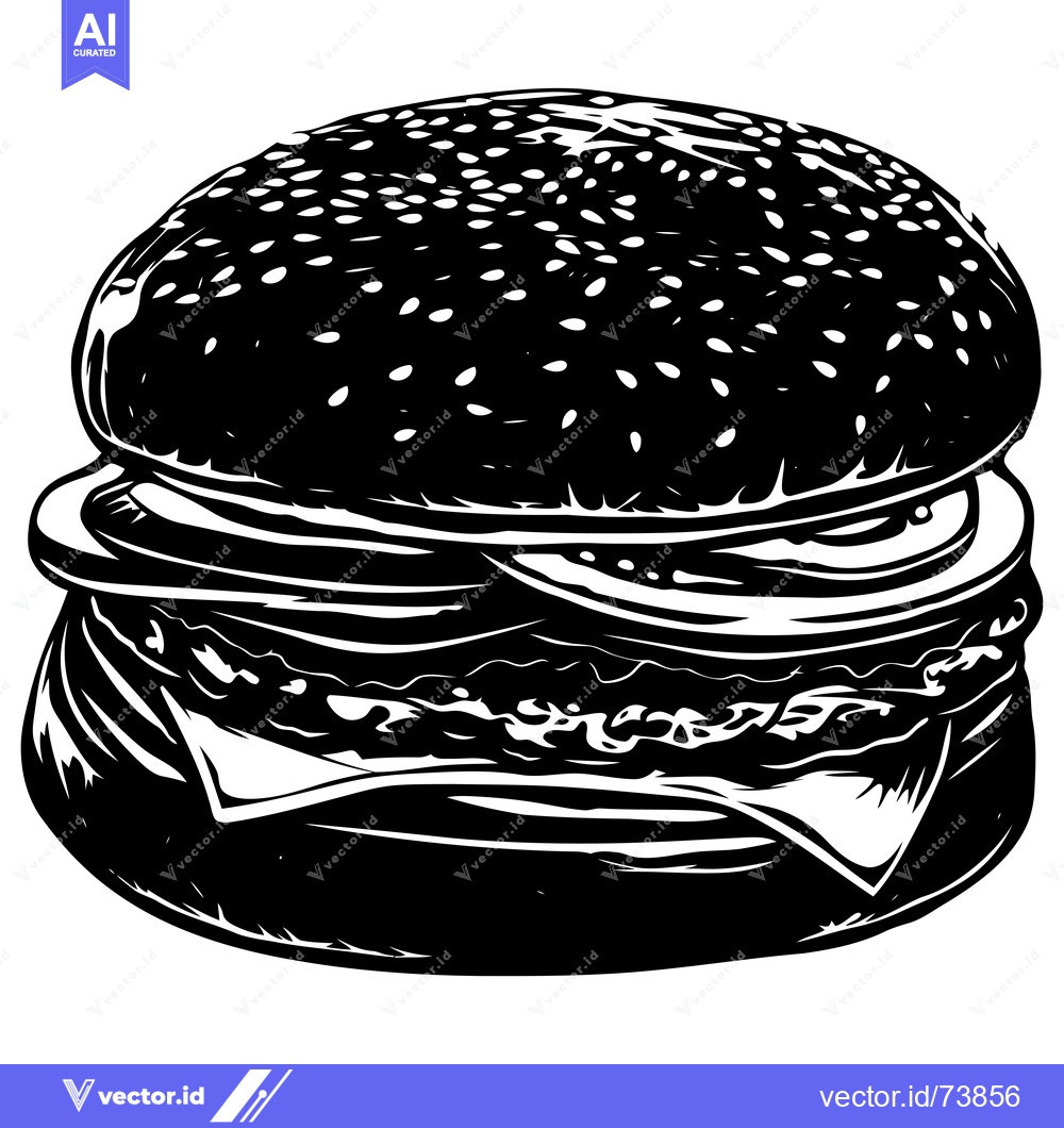 Premium Vector dari A Black and White Illustration of a Burger
