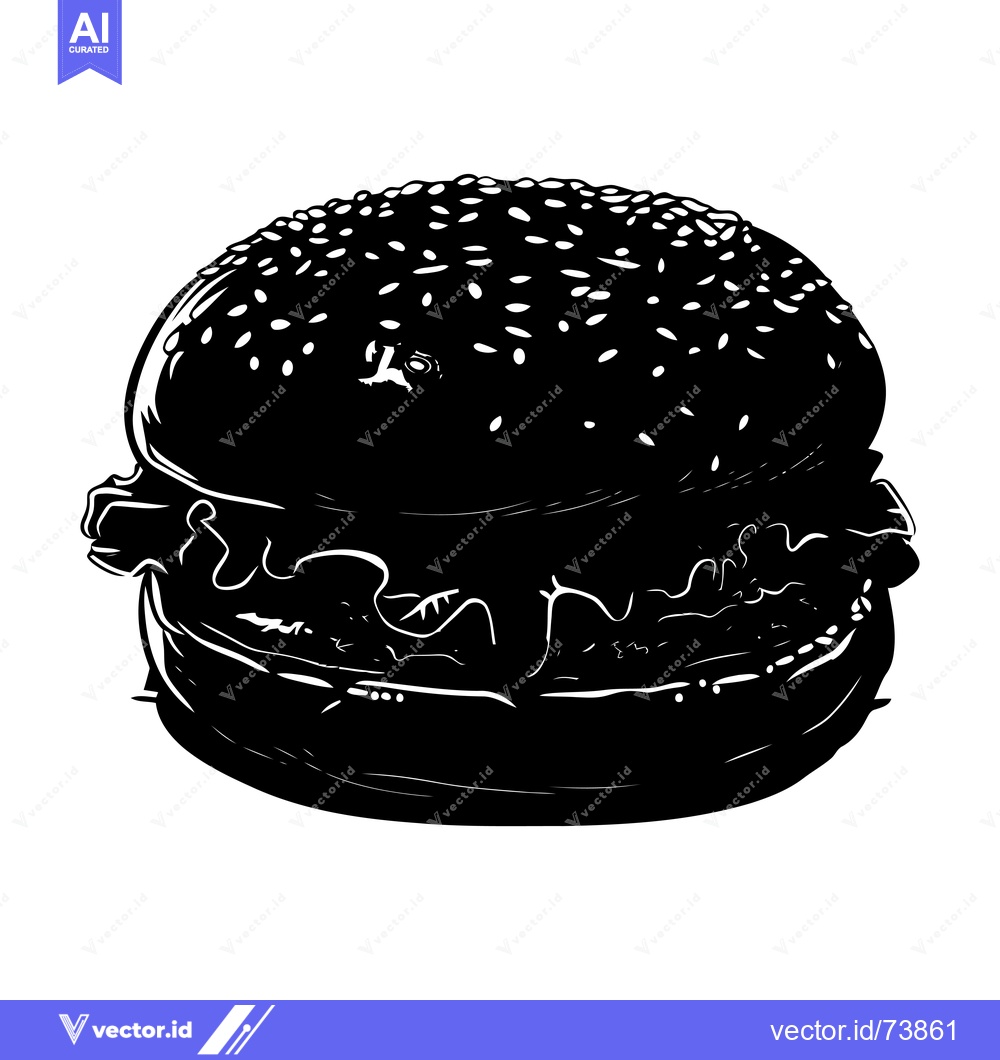 Premium Vector dari Black and White Silhouette of a Hamburger