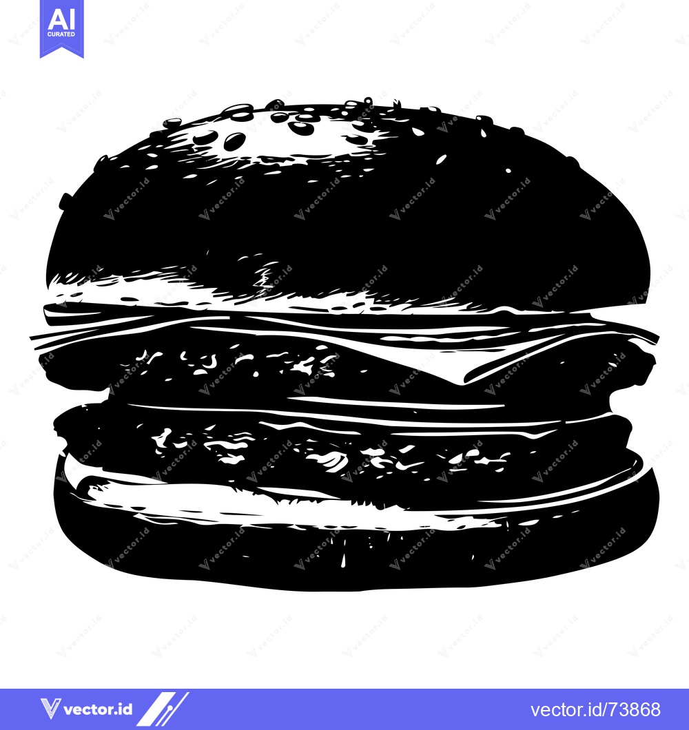 Premium Vector dari Black and White Illustration of a Hamburger