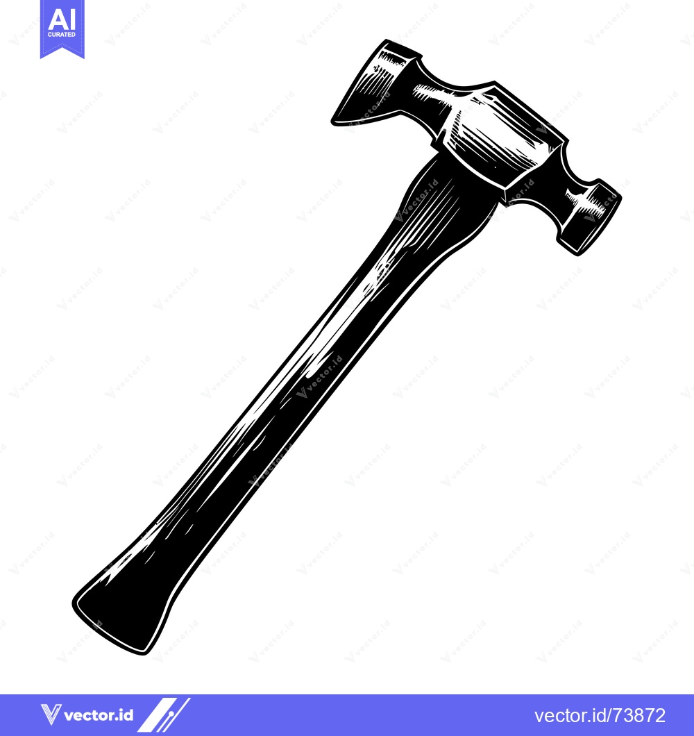 Premium Vector dari Black and White Illustration of a Claw Hammer