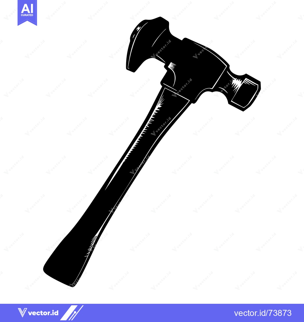Premium Vector of Black and White Illustration of a Hammer