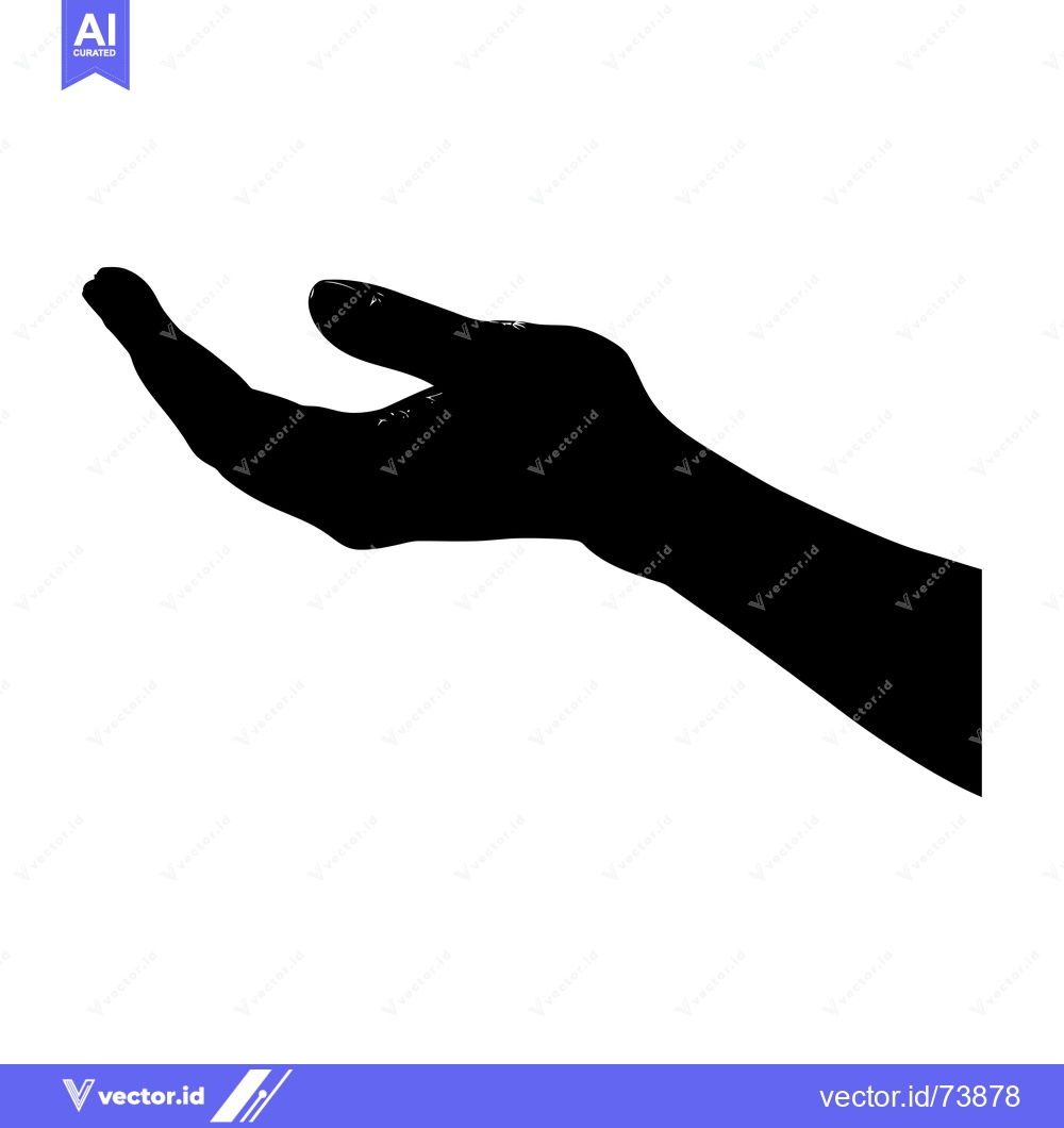 Premium Vector of Black and White Silhouette of an Open Hand Reaching Out
