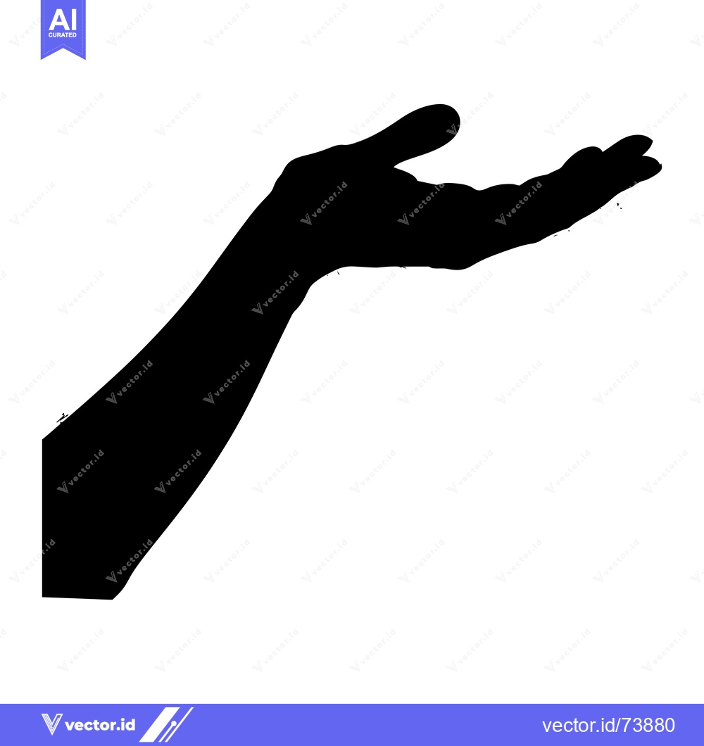 Premium Vector of Black and White Silhouette of an Open Hand