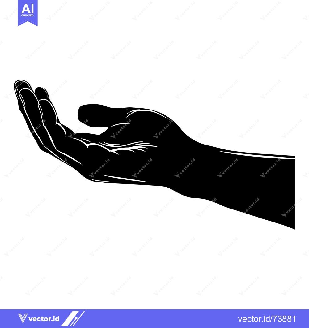 Premium Vector dari Black and White Silhouette of an Outstretched Hand