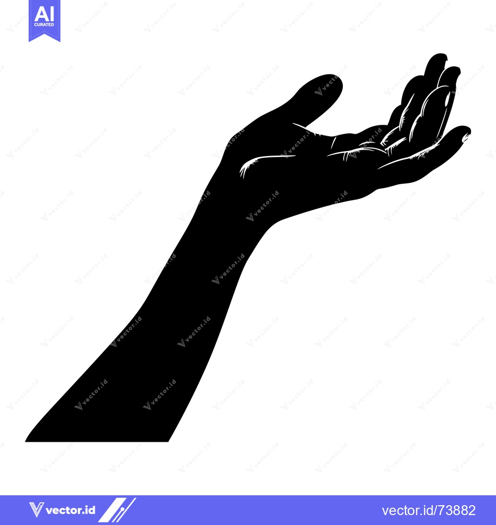 Premium Vector of Silhouette of an outstretched female hand with fingers spread apart