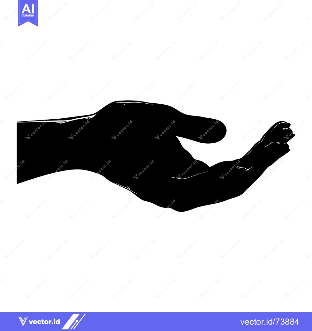 Premium Vector of A Black Silhouette of a Hand Open and Cupped Upward