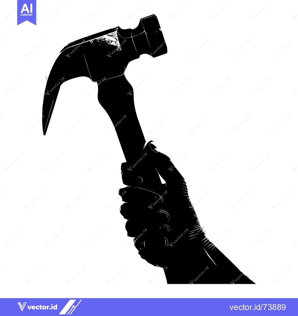 Premium Vector dari Silhouette of a Hand Holding a Hammer