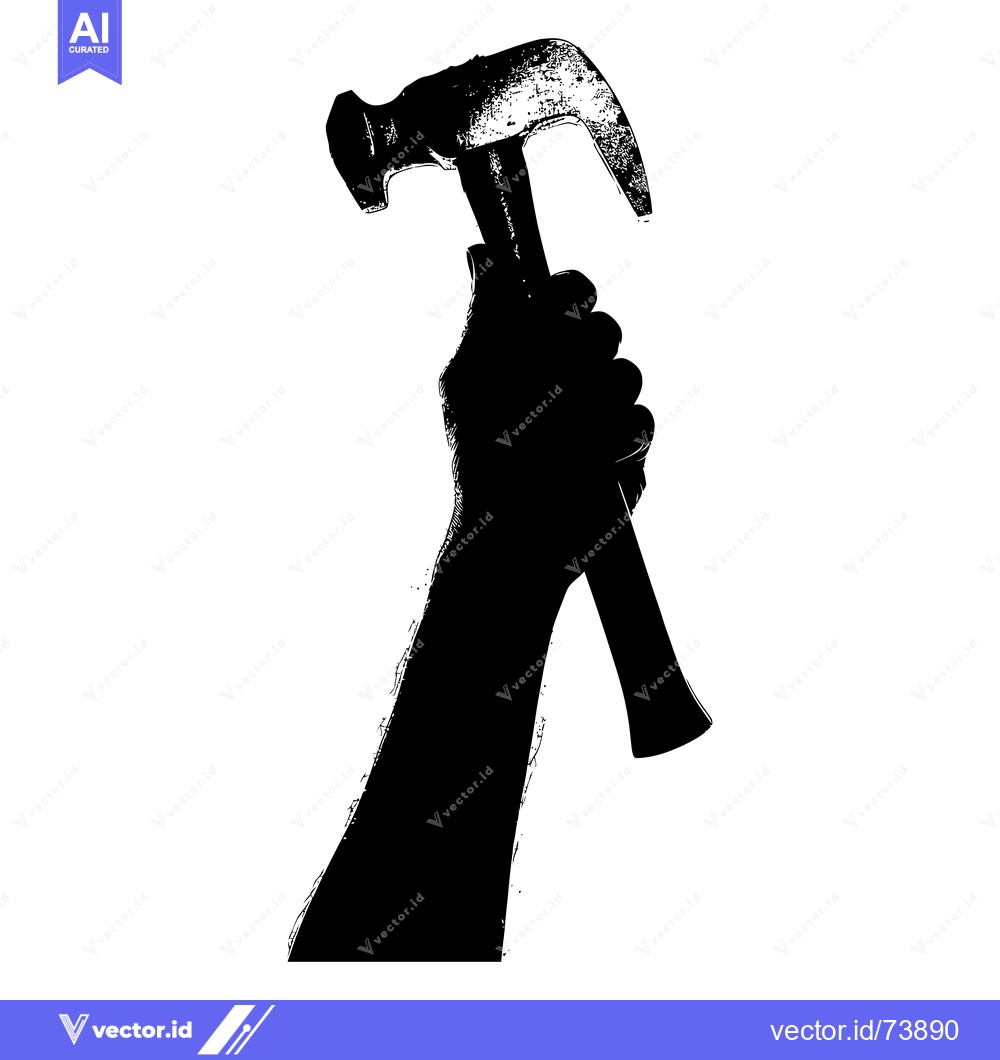 Premium Vector of A Silhouette of a Hand Holding a Hammer