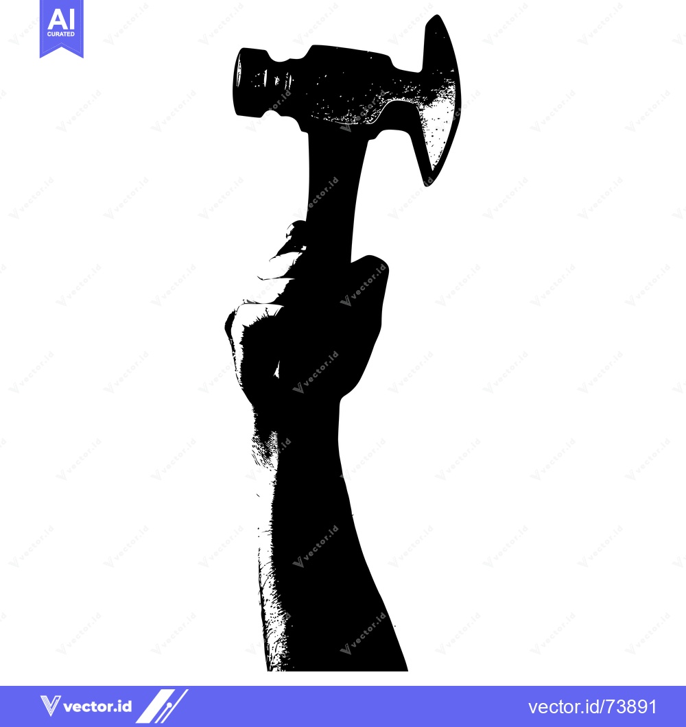 Premium Vector dari A Silhouette of a Hand Holding a Hammer