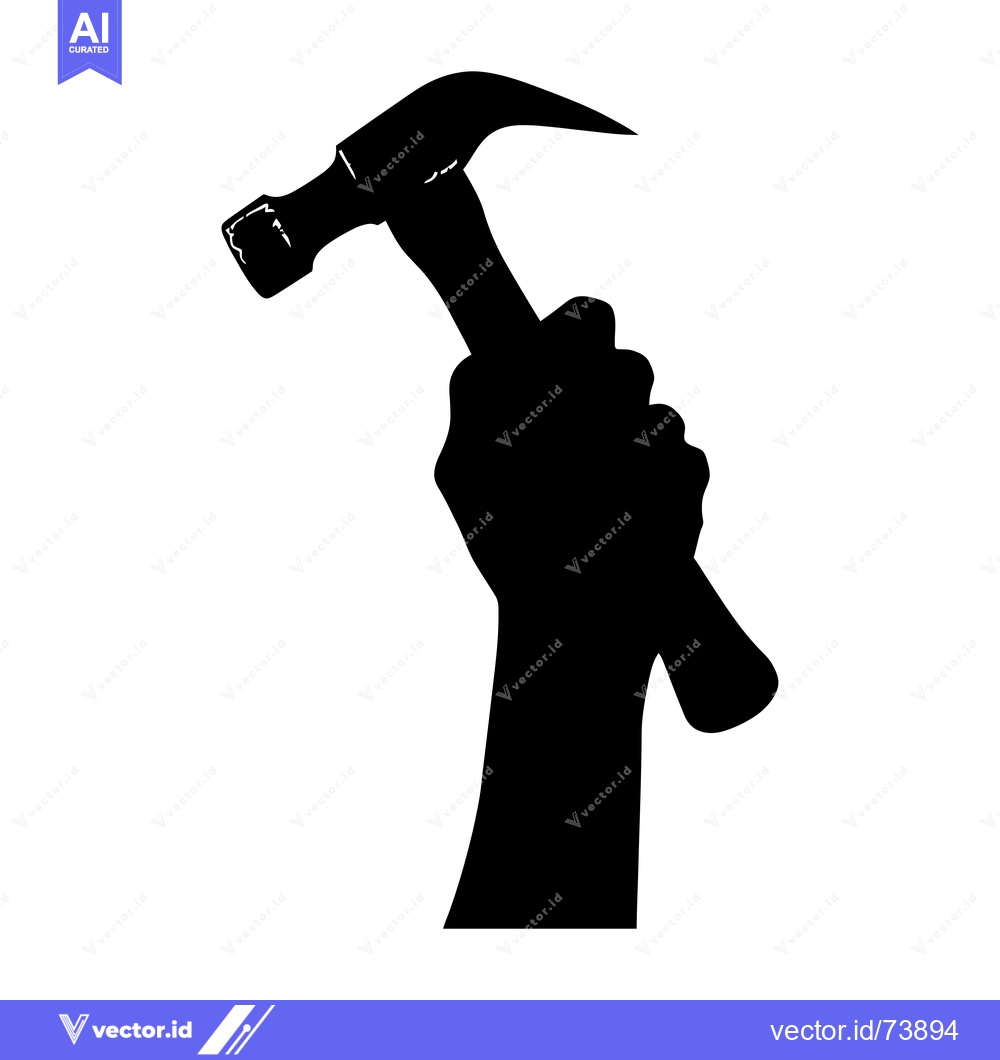 Premium Vector dari Silhouette of a Hand Holding a Hammer