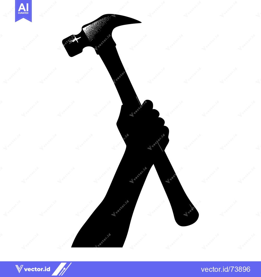 Premium Vector of Silhouette of a Hand Holding a Hammer