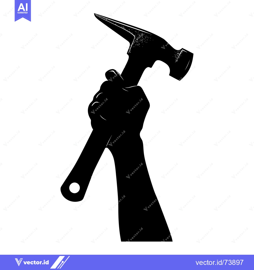 Premium Vector dari Silhouette of a hand holding a hammer