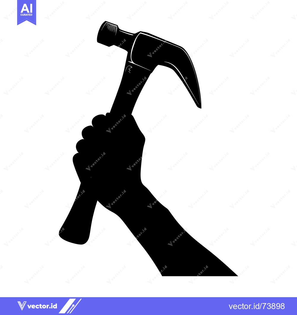 Premium Vector dari Silhouette of a Hand Holding a Hammer