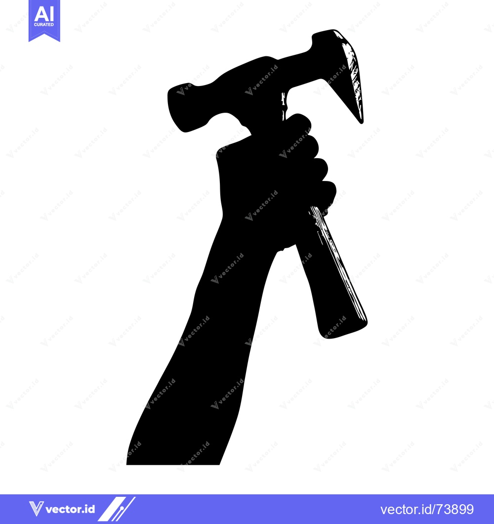 Premium Vector dari A Silhouette of a Hand Holding a Hammer