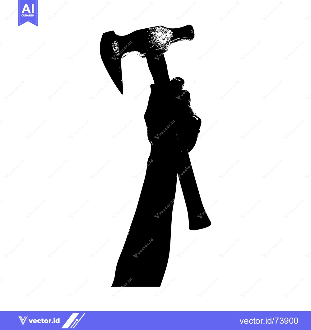 Premium Vector dari Silhouette of a Hand Holding a Hammer