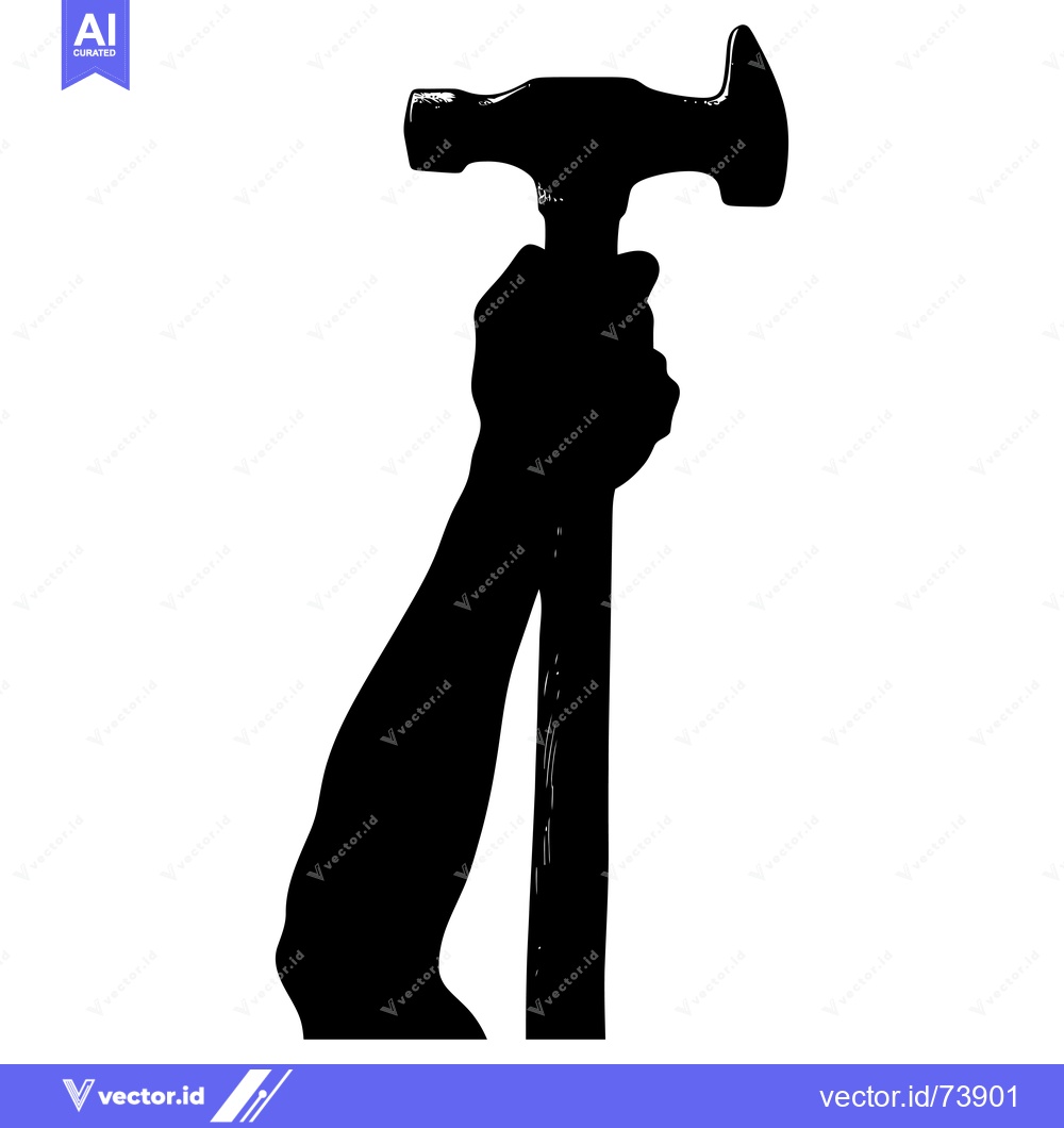 Premium Vector dari Silhouette of a Hand Holding a Hammer