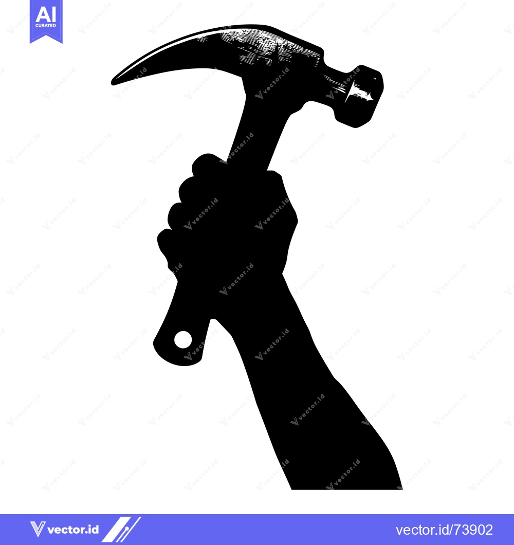 Premium Vector dari Silhouette of a Hand Holding a Hammer