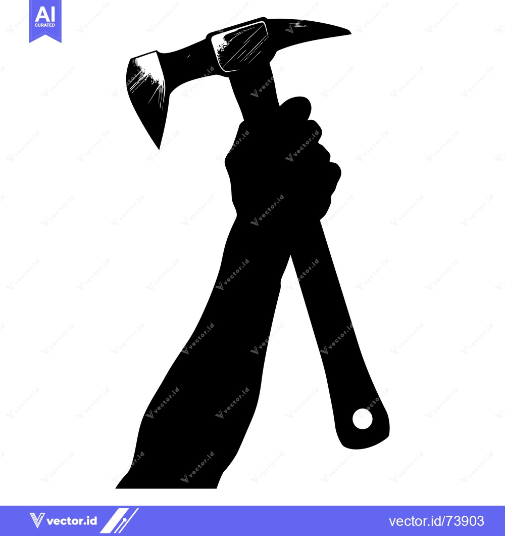 Premium Vector dari Silhouette of a Hand Holding a Hammer