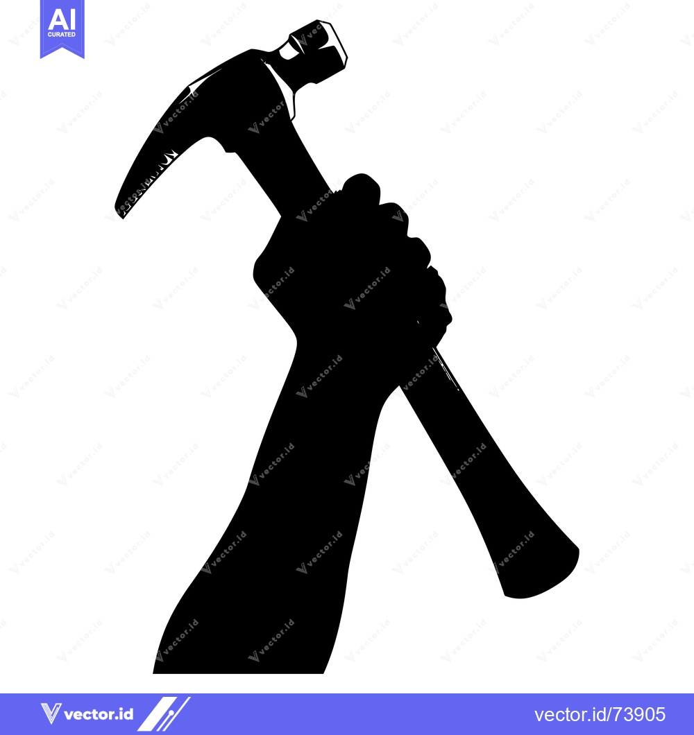 Premium Vector of Silhouette of a Hand Holding a Hammer