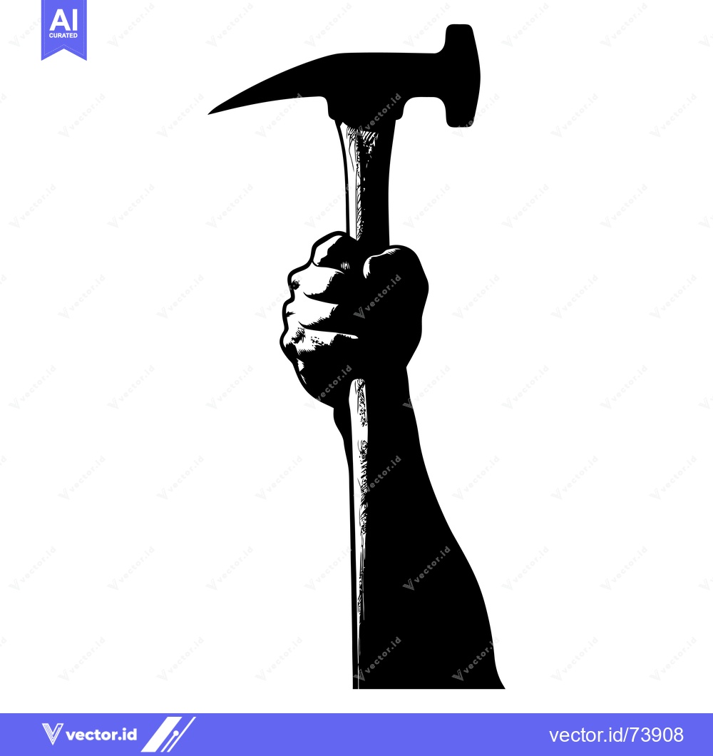 Premium Vector dari A Silhouette of a Hand Holding a Hammer