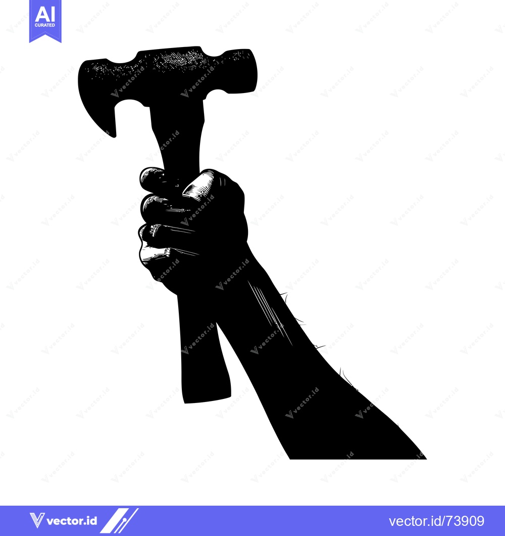 Premium Vector of Silhouette of a Hand Holding a Hammer
