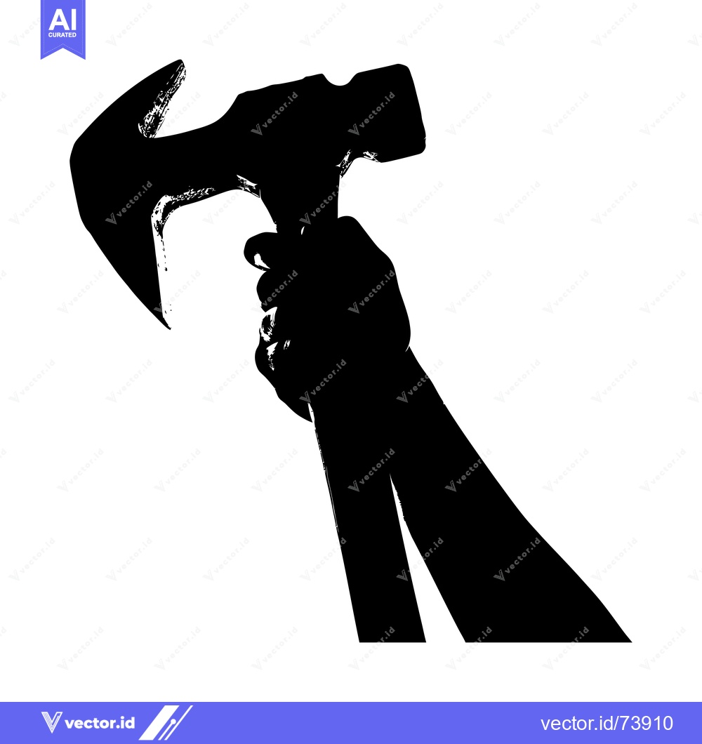 Premium Vector dari Silhouette of a Hand Holding a Hammer
