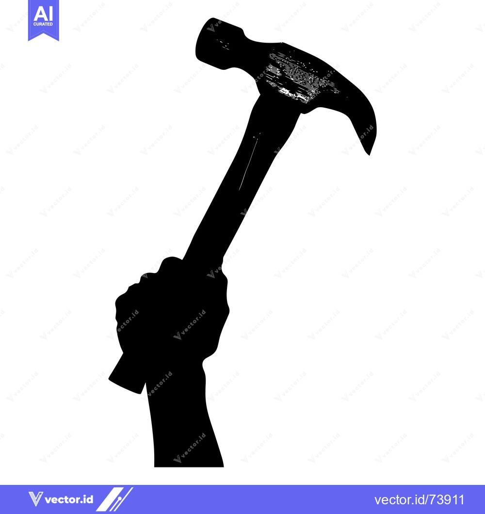 Premium Vector dari Silhouette of a Hand Holding a Hammer