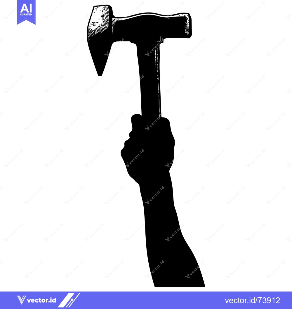 Premium Vector of Silhouette of a Hand Holding a Hammer