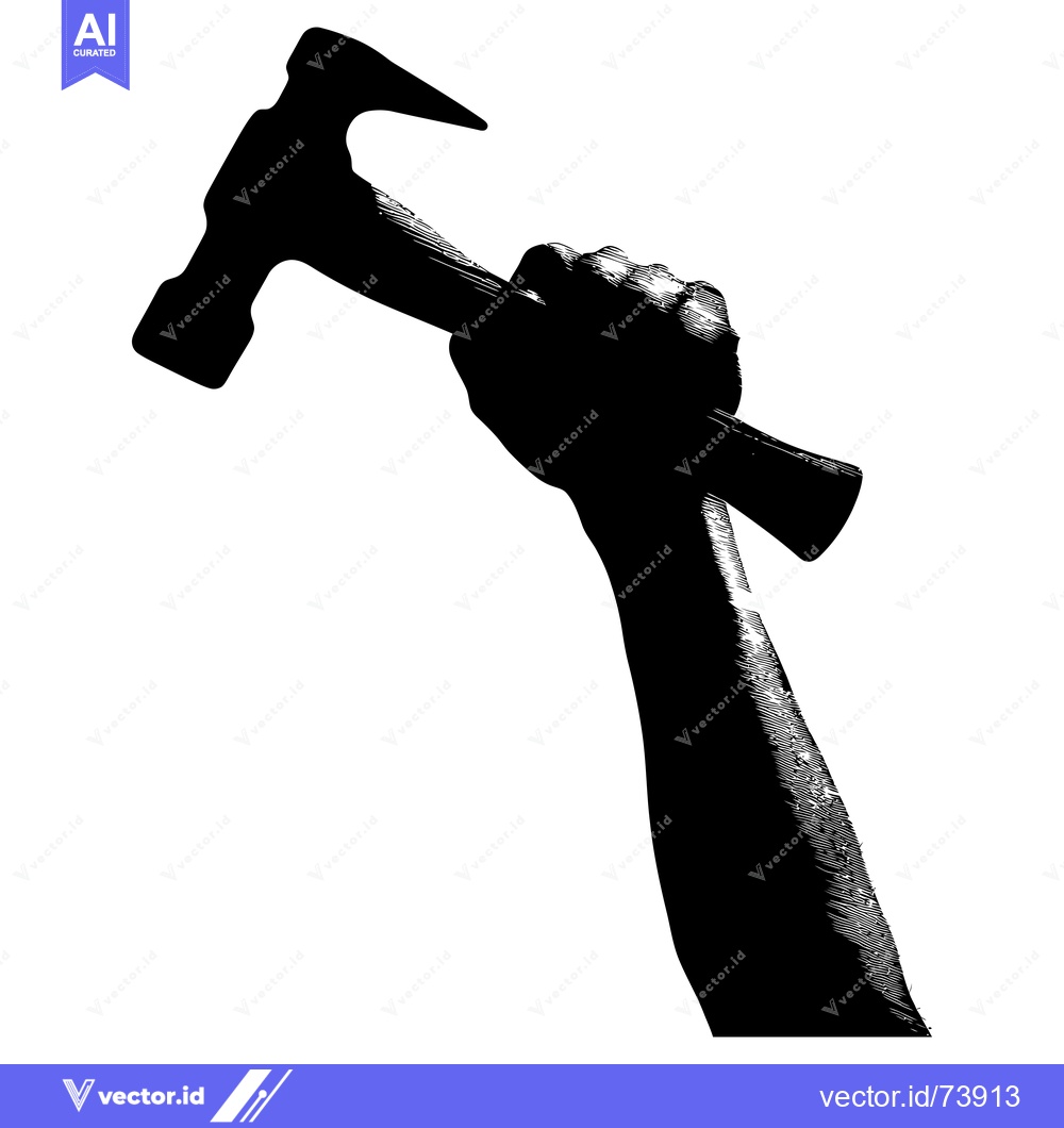 Premium Vector of Silhouette of a Hand Holding a Hammer