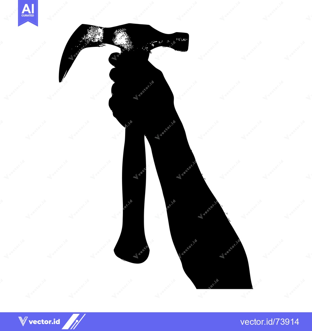 Premium Vector of Silhouette of a Hand Holding a Hammer