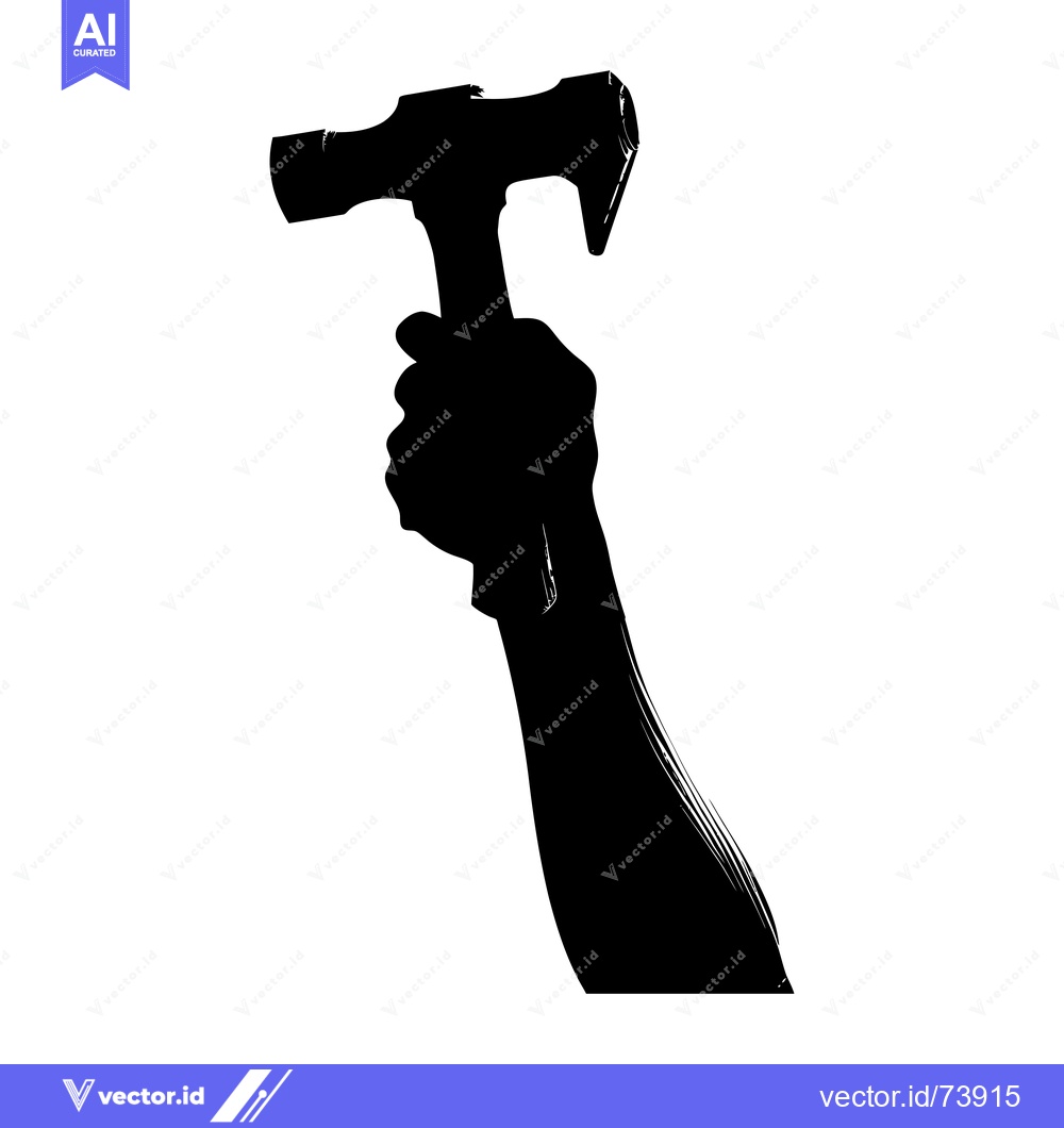 Premium Vector of Silhouette of a Hand Holding a Hammer