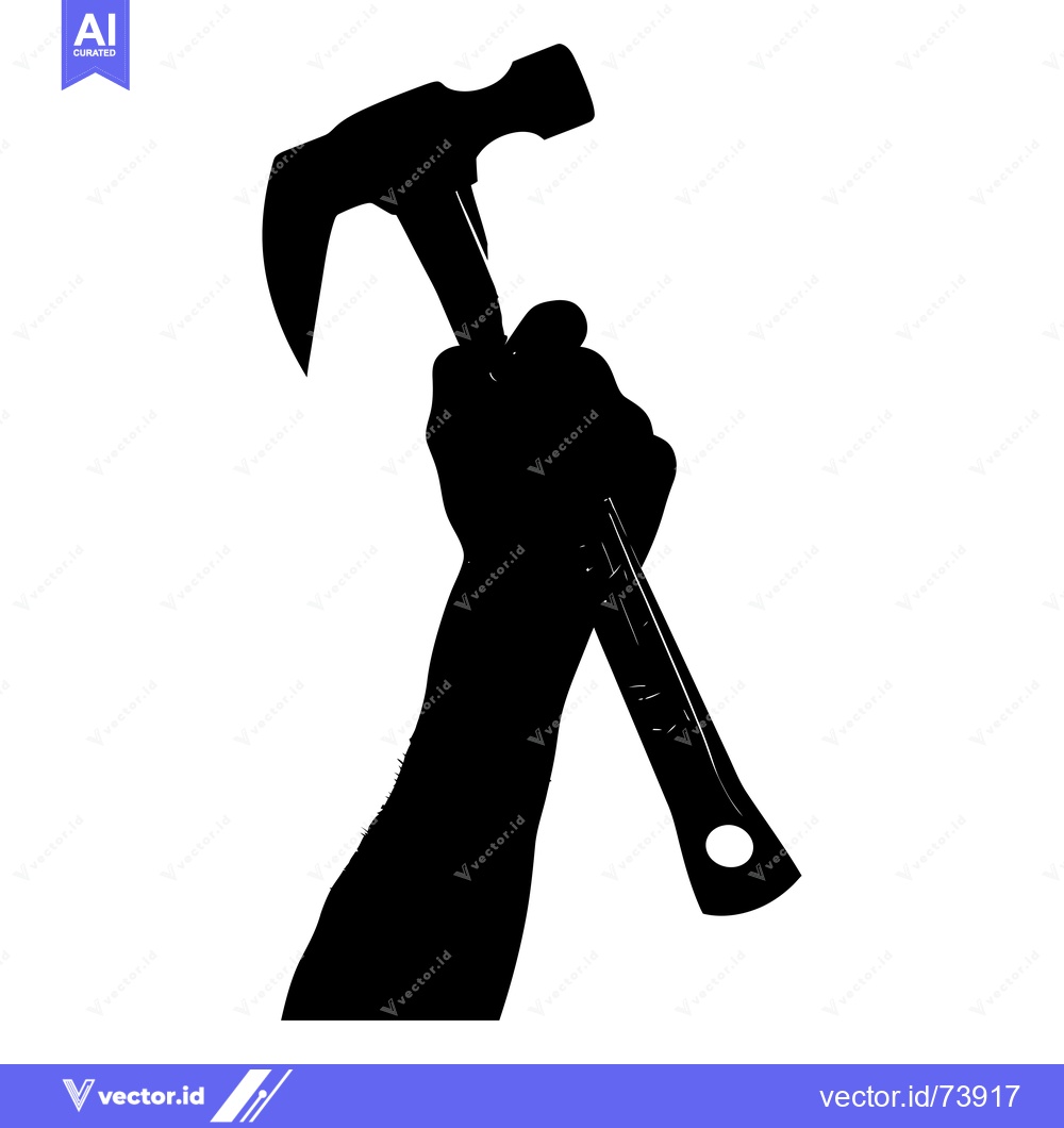 Premium Vector dari Silhouette of a Hand Holding a Hammer