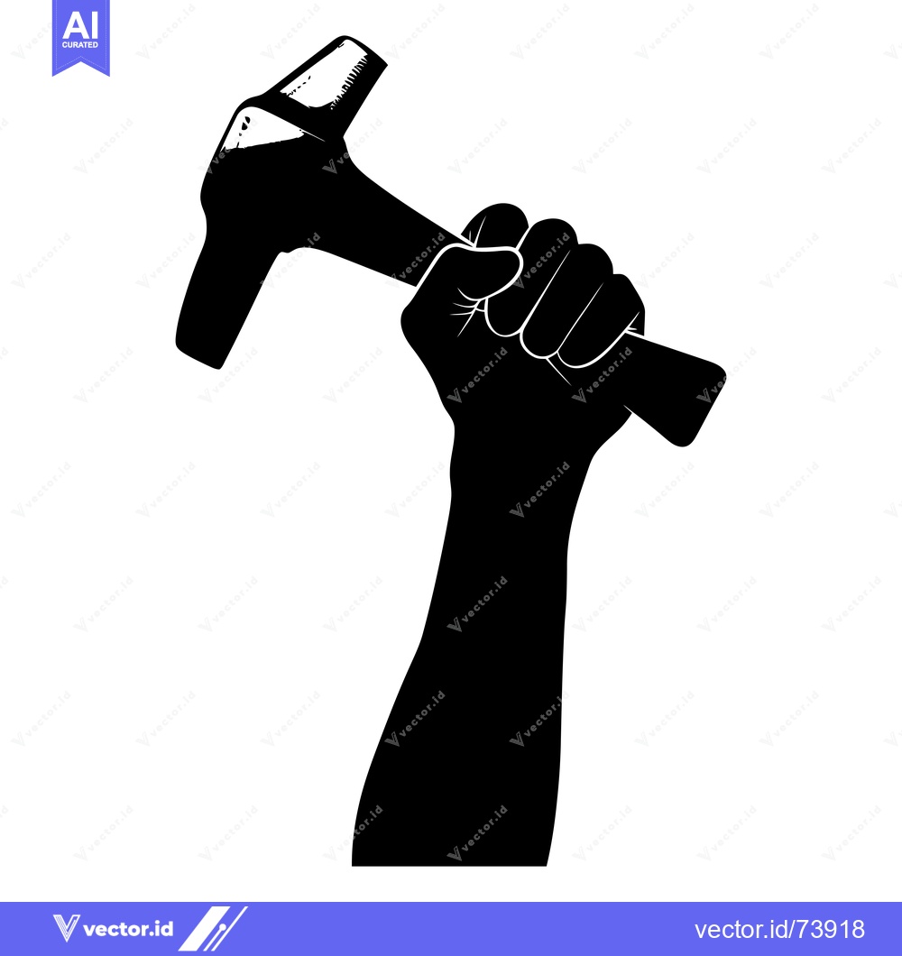 Premium Vector dari Silhouette of a Fist Holding a Hammer