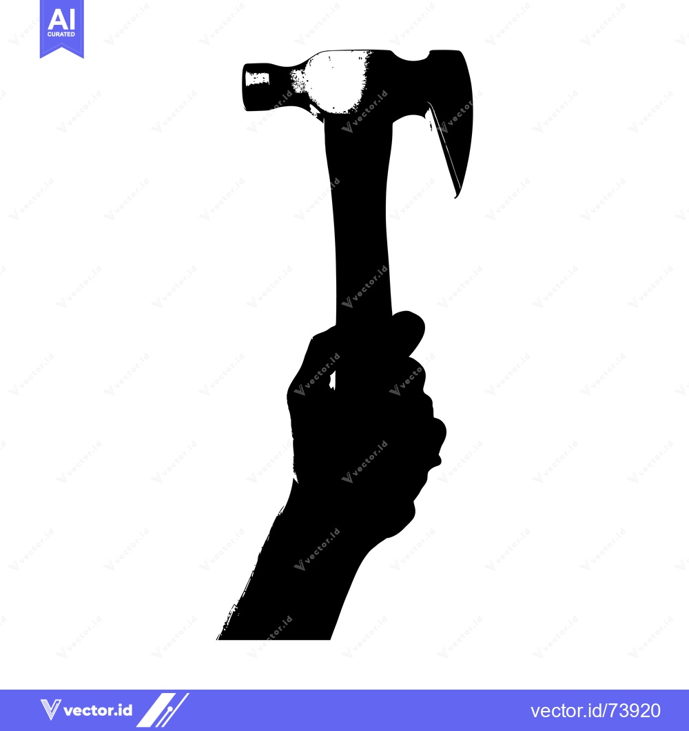 Premium Vector of A silhouette of a hand holding a claw hammer