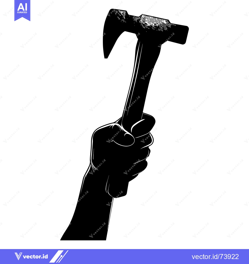 Premium Vector of Silhouette of a Hand Holding a Hammer