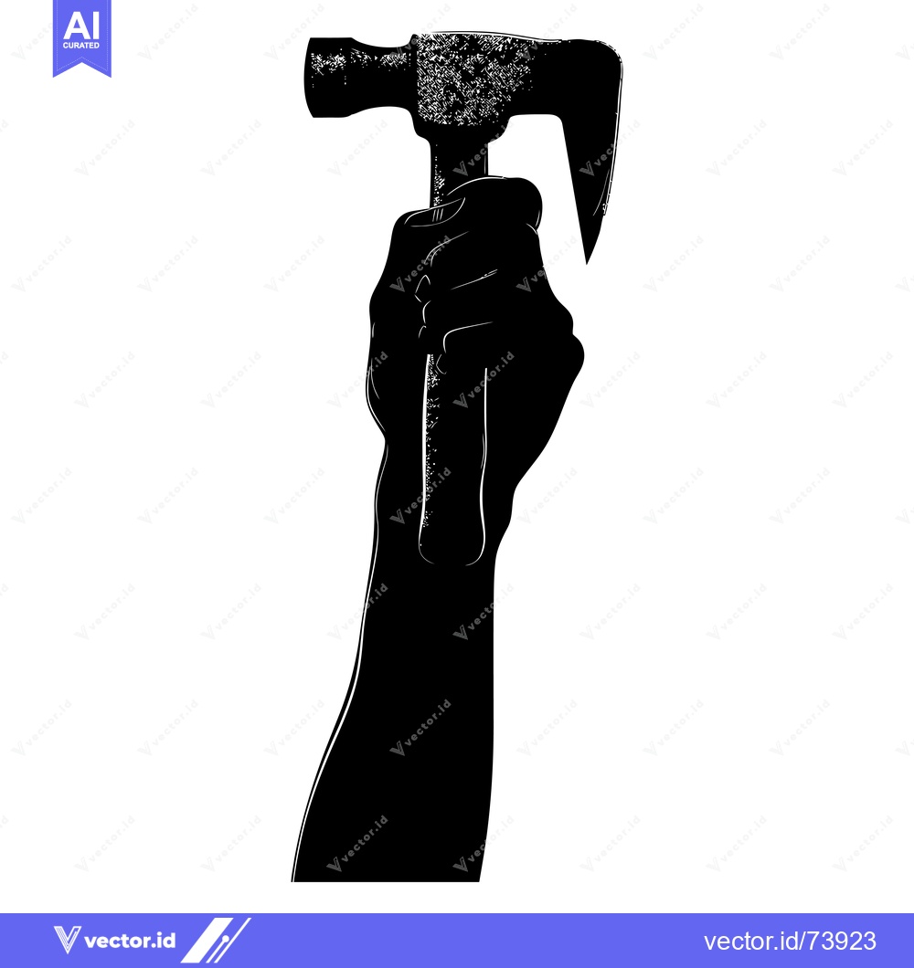 Premium Vector dari Silhouette of a Hand Holding a Hammer