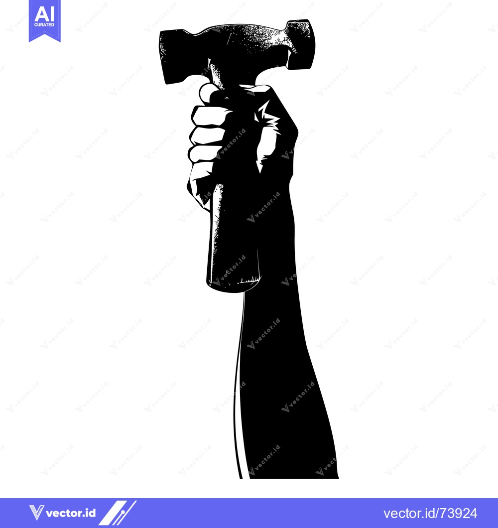 Premium Vector of A Silhouette of a Hand Holding a Hammer